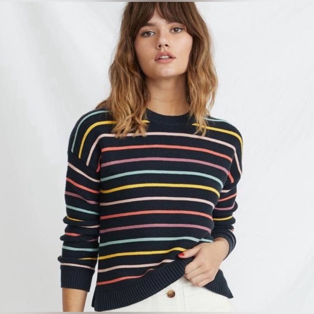 Marine Layer, Nina Crewneck Sweater in Multicolor Stripe, Small